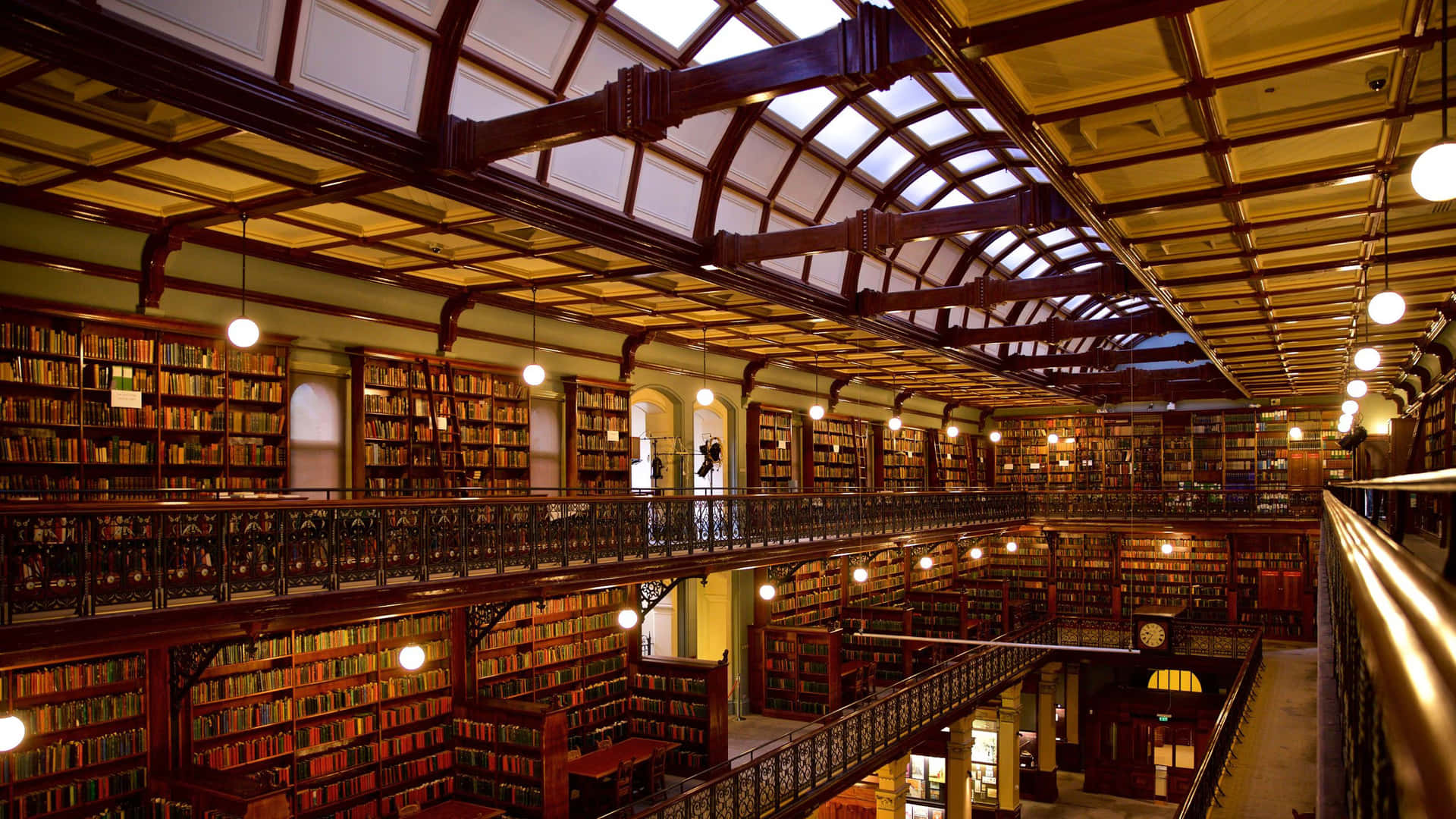 Grand Library Interior Architecture Wallpaper