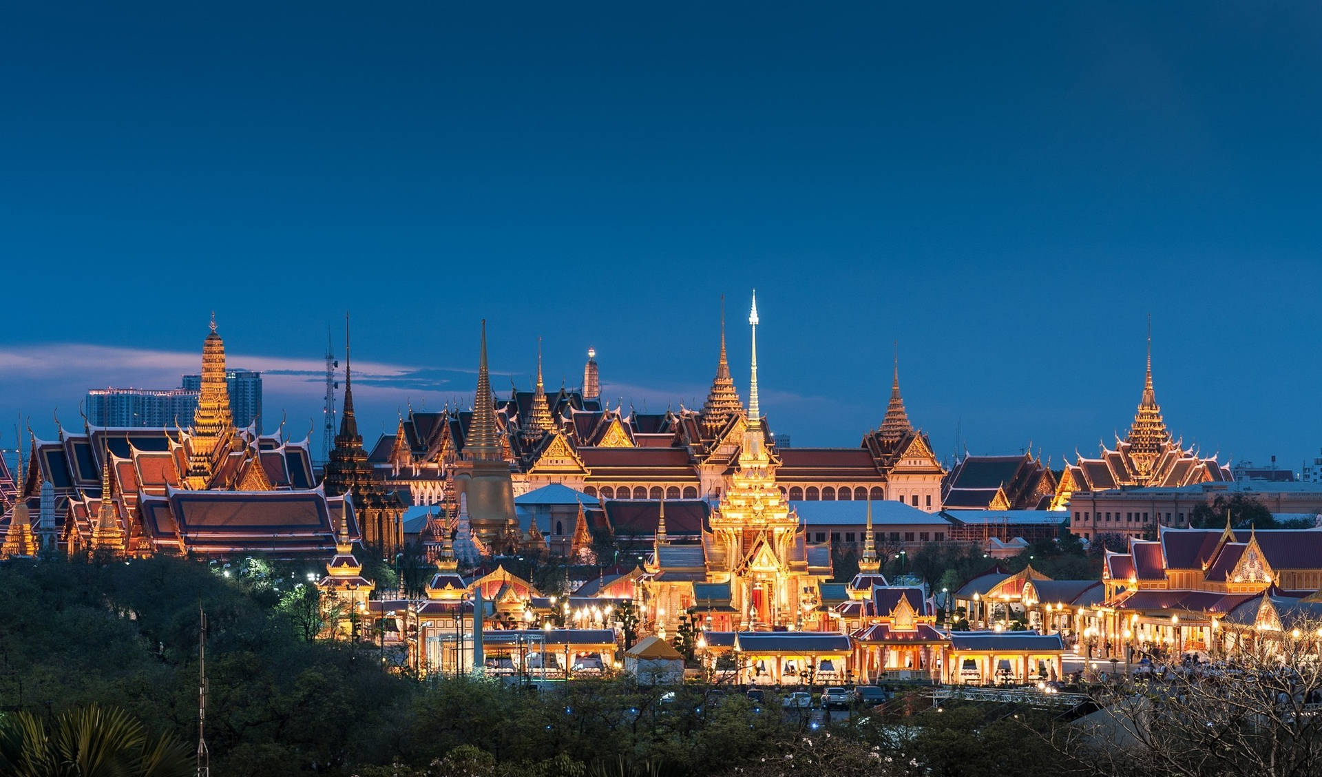 Paláciogrande De Bangkok Fotografia Panorâmica Para Papel De Parede De Computador Ou Celular Papel de Parede