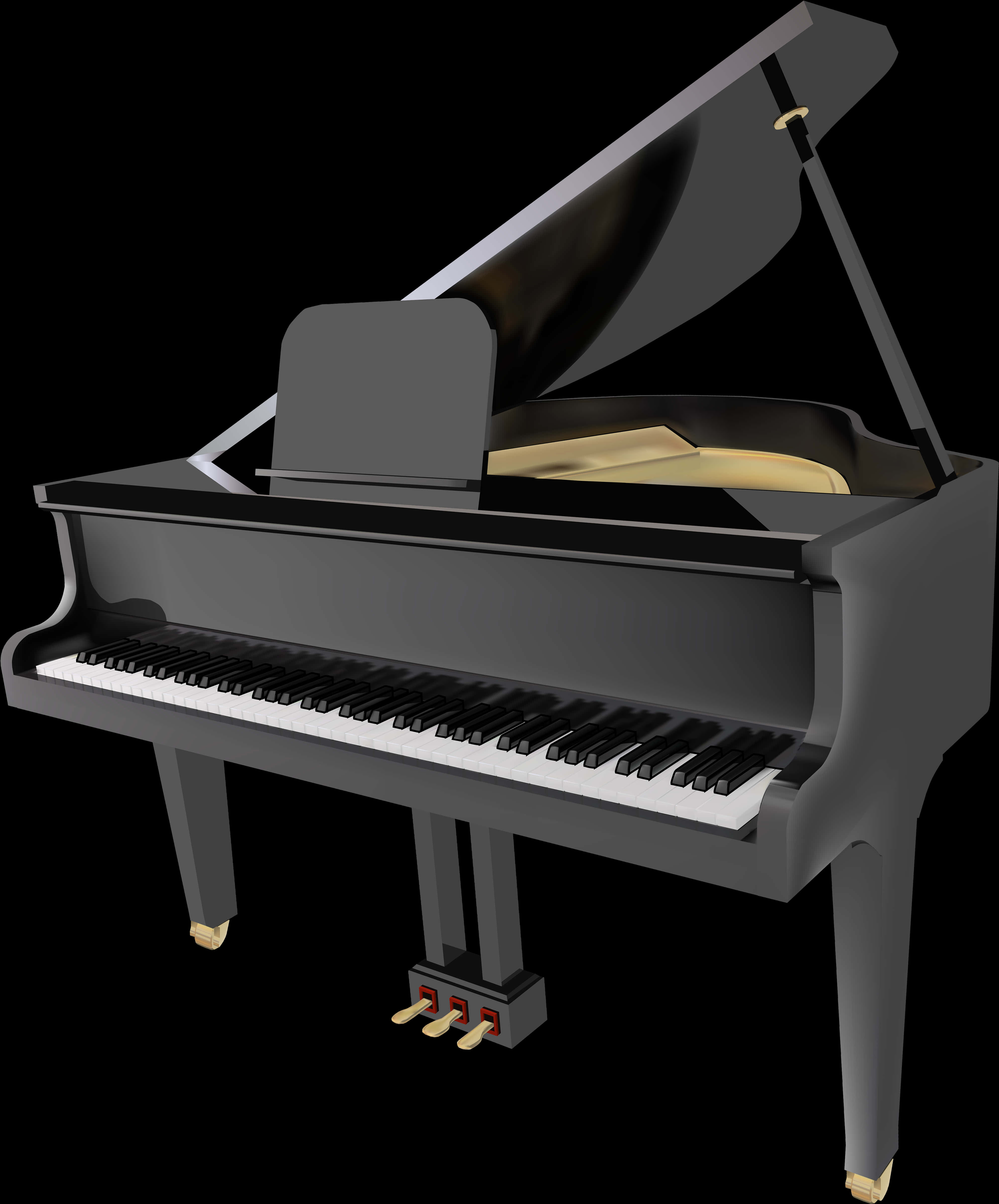 Grand Piano Black Background PNG