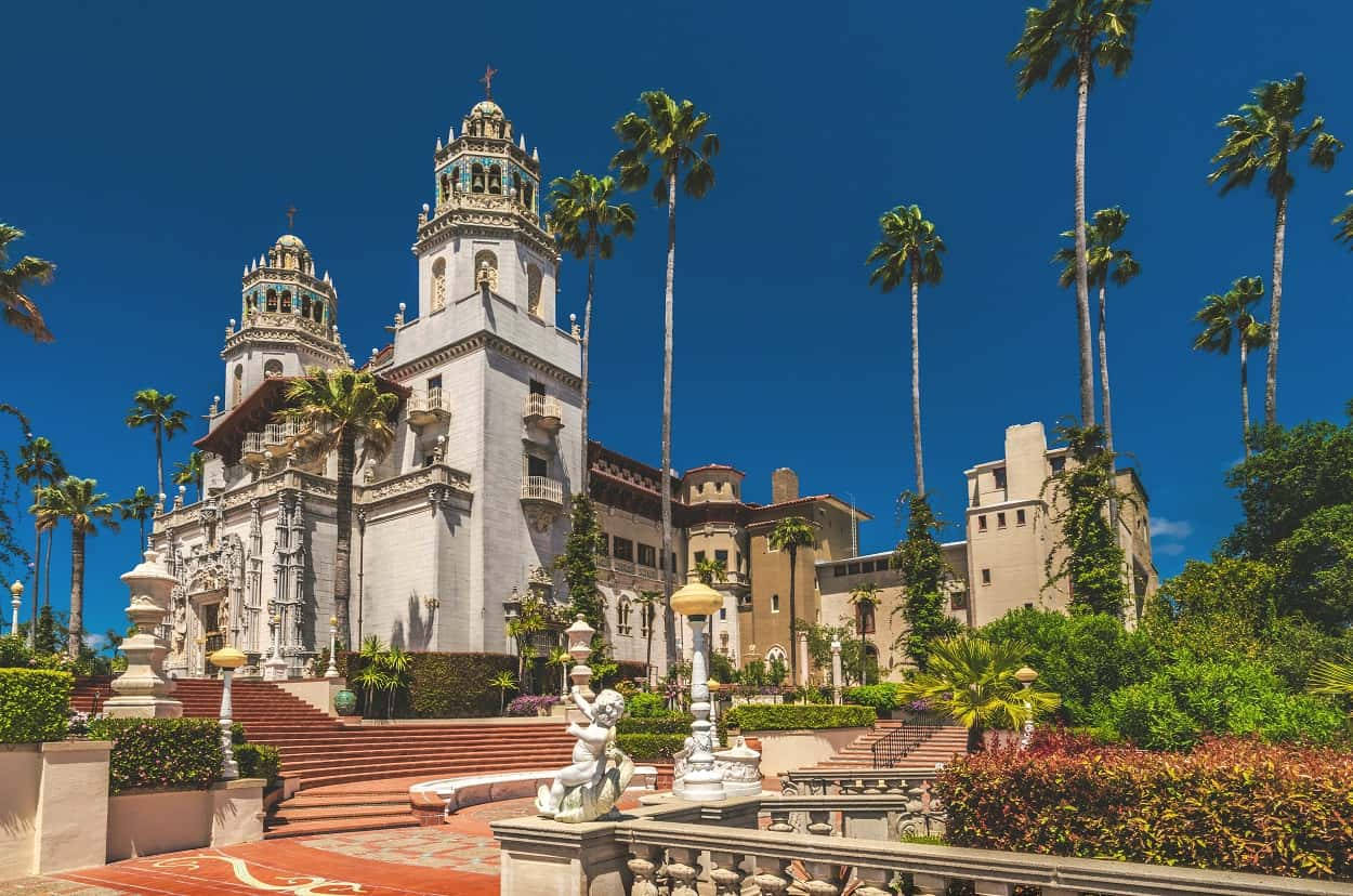 Grand Stairs Going To The Hearst Castle Wallpaper