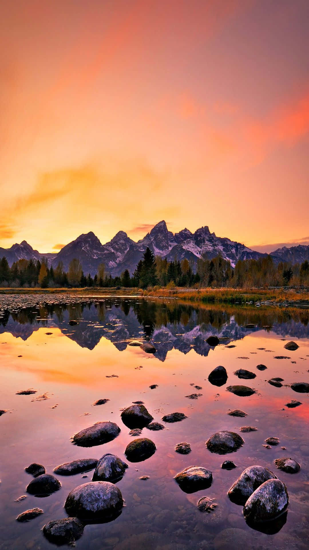 Grand Teton Mountains Sunset View Wallpaper