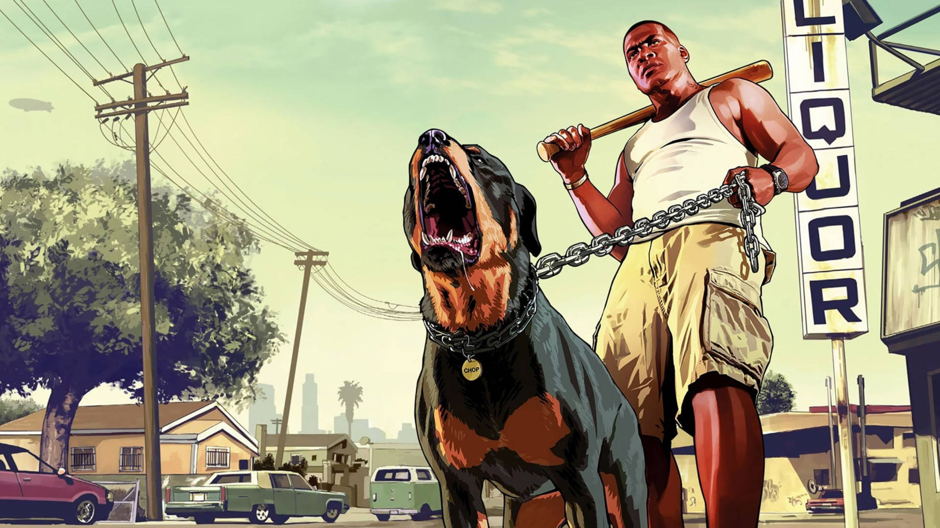 Grand Theft Auto Franklin Og Hund Wallpaper