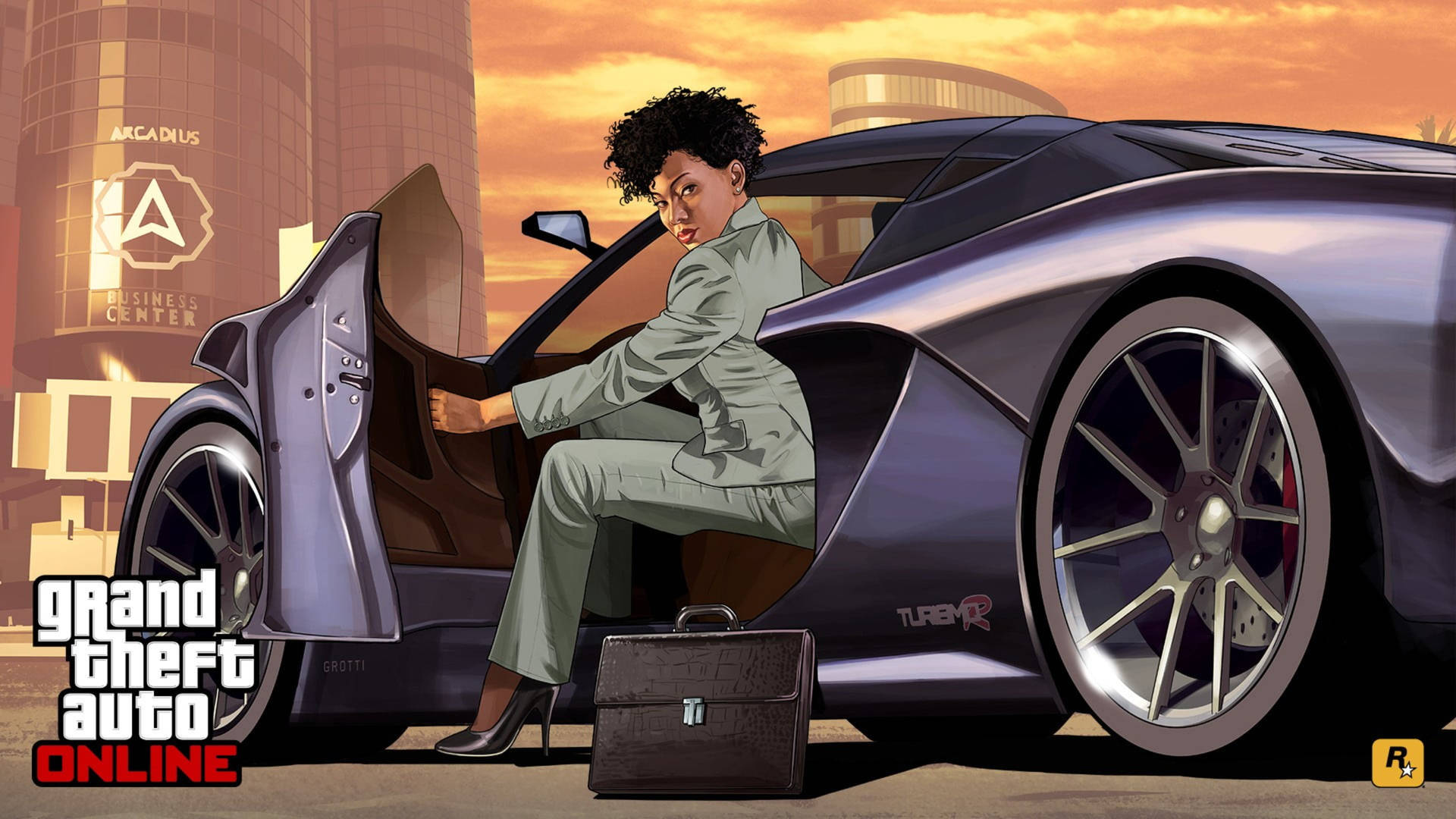 Chicade Grand Theft Auto En Un Carro Elegante Fondo de pantalla