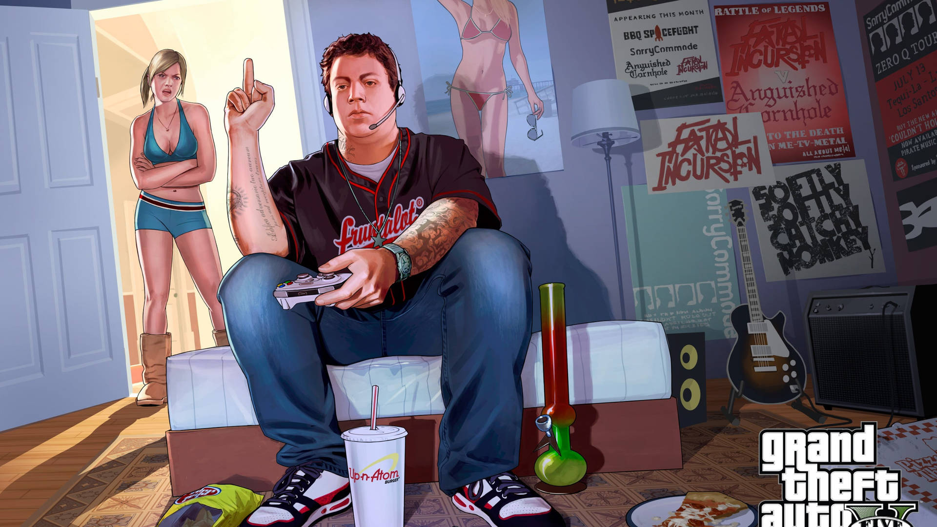 Hombrejugando A Grand Theft Auto Fondo de pantalla