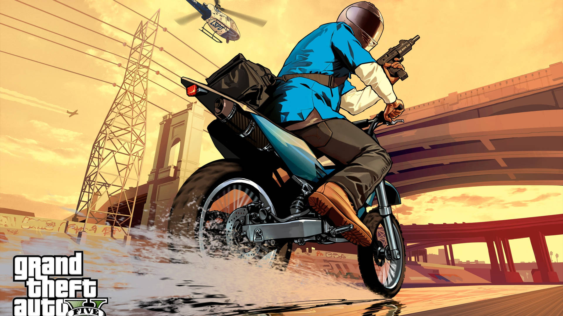 Grand Theft Auto-mand kører motorcykel Wallpaper