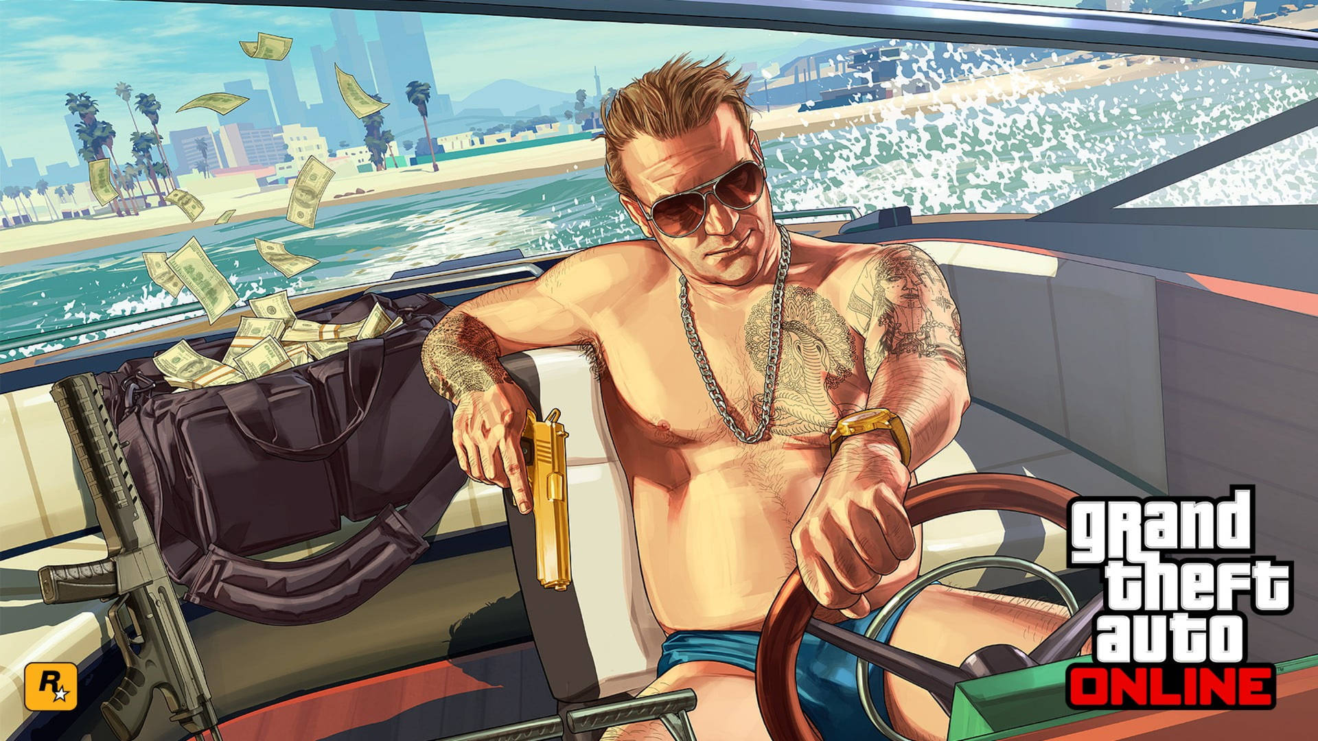 Grand Theft Auto Online på båd. Wallpaper