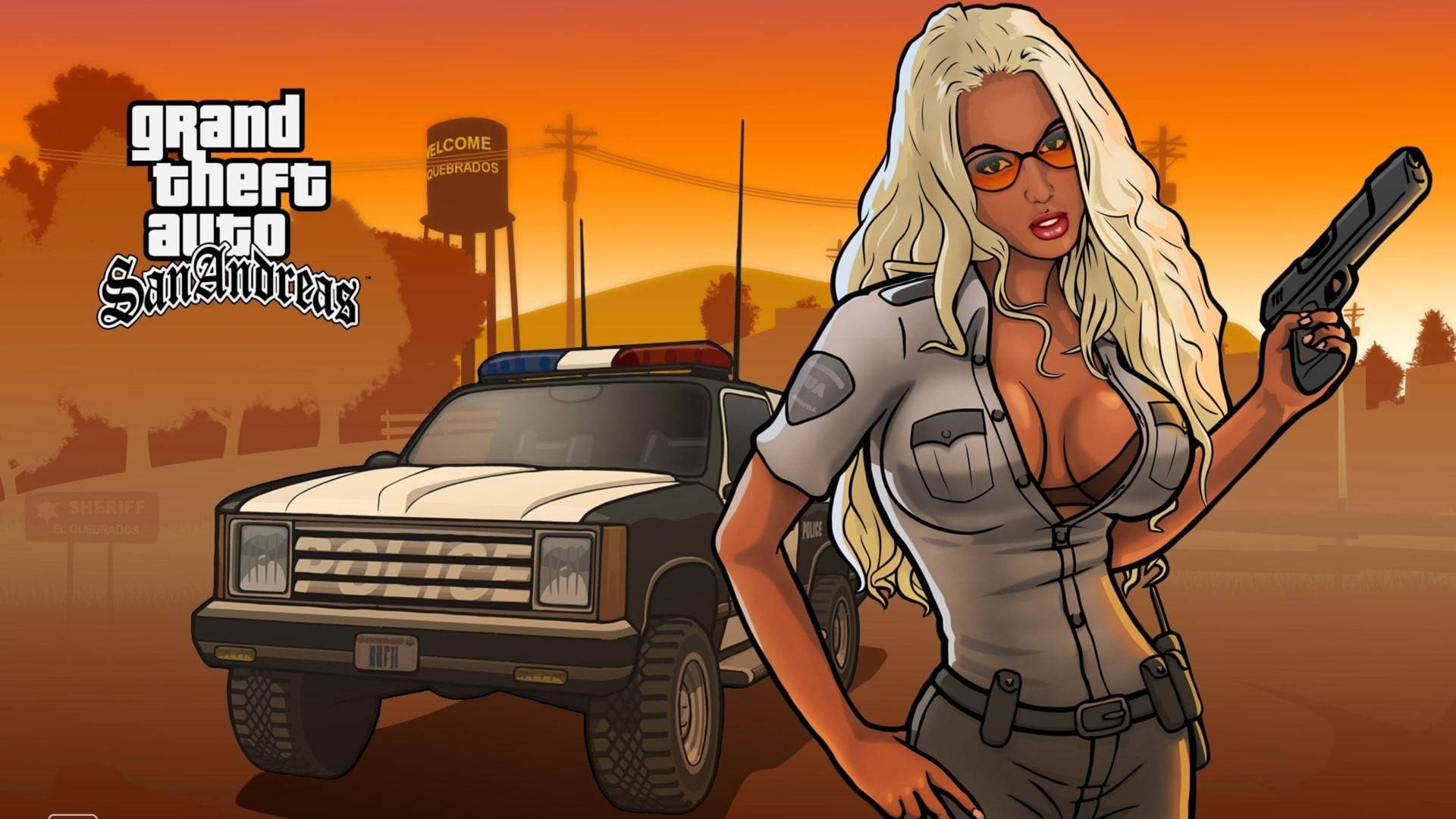 Mujerpolicía De Grand Theft Auto Fondo de pantalla