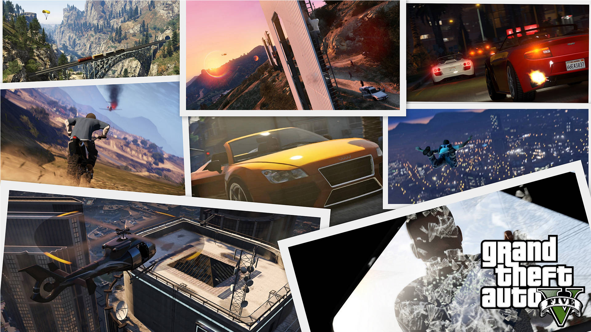 Grand Theft Auto V Action Collage Wallpaper