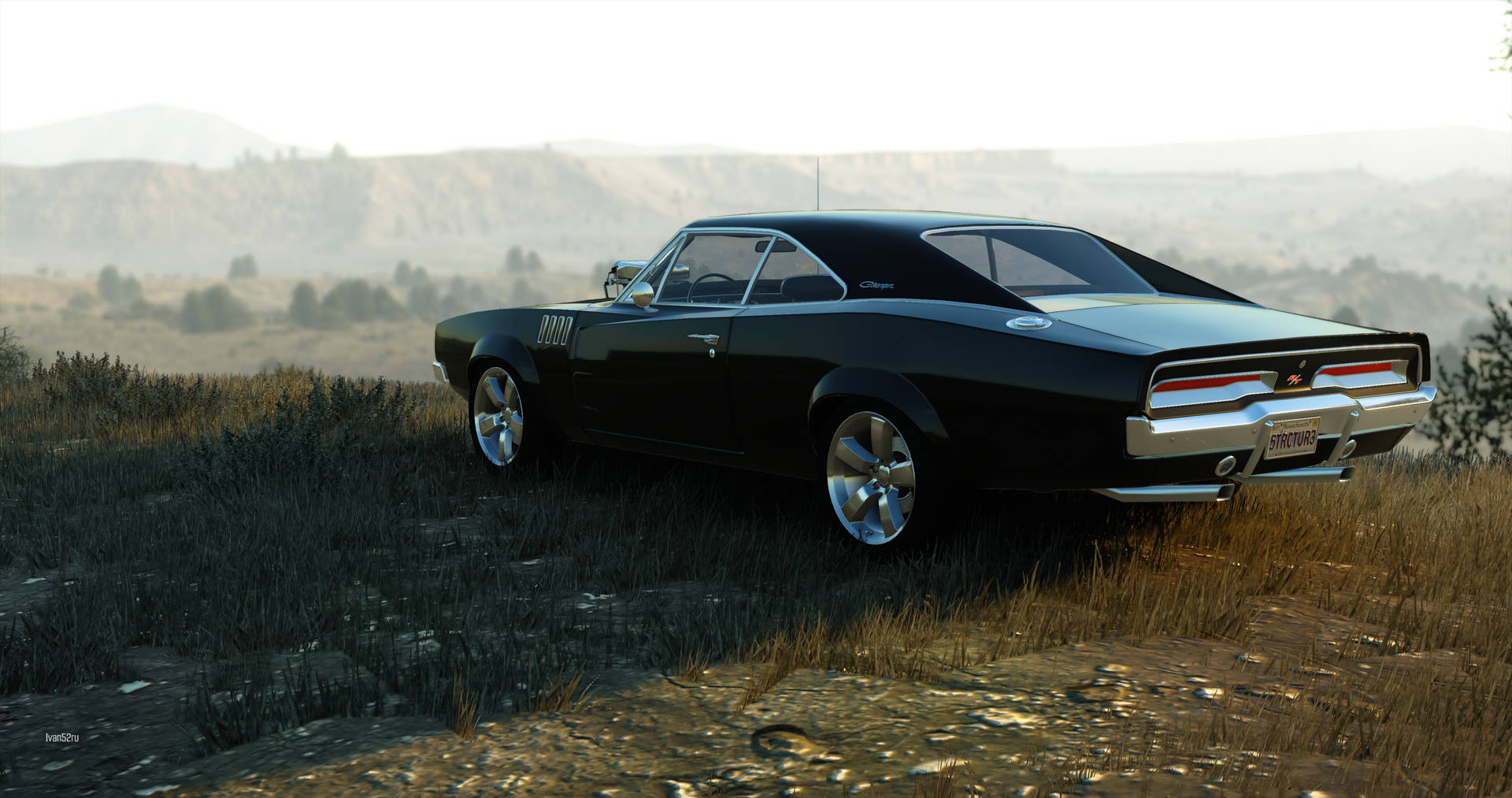 Grand Theft Auto V Black Muscle Car Wallpaper
