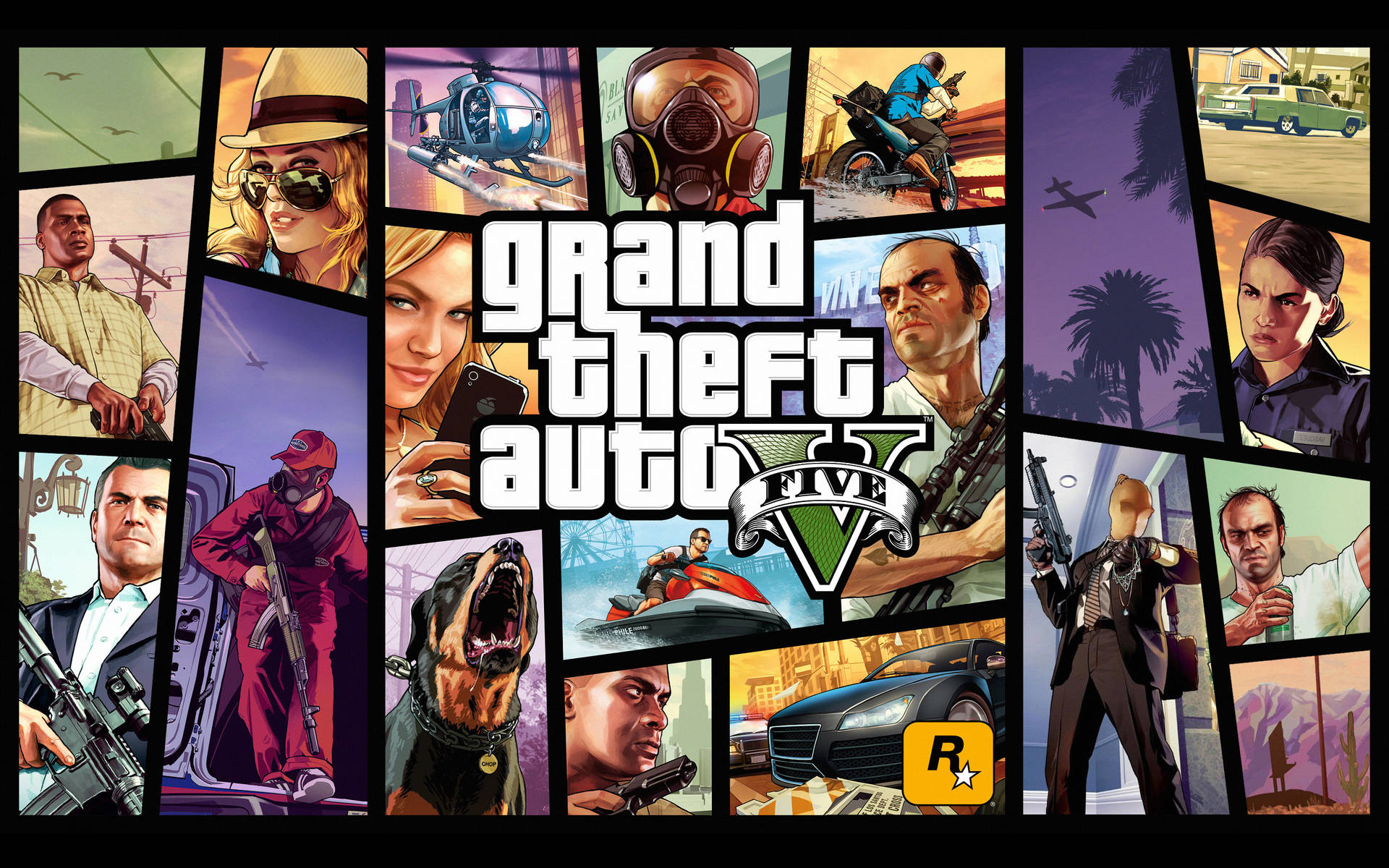 Grand Theft Auto V Famous Characters Collage Wallpaper