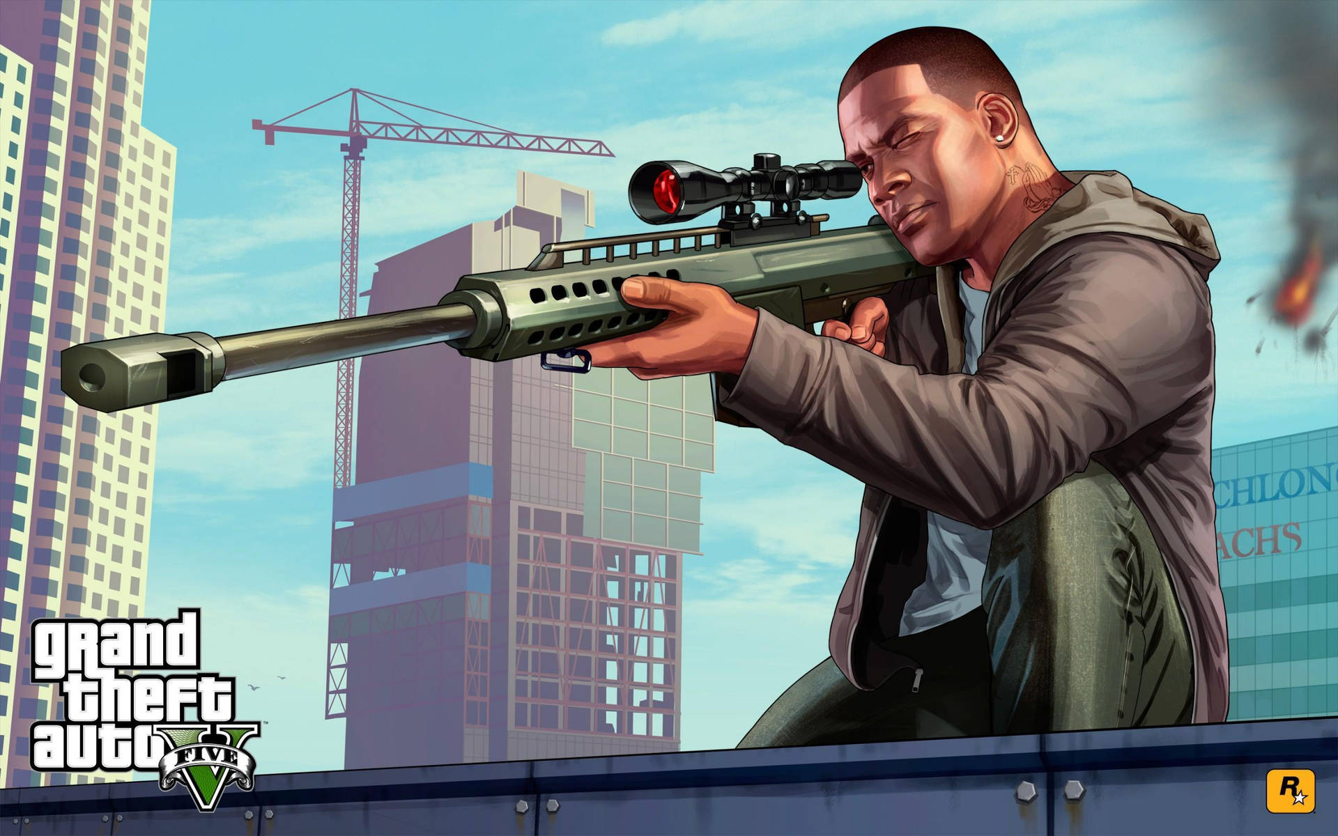Grand Theft Auto V - Franklin Atirando Papel de Parede