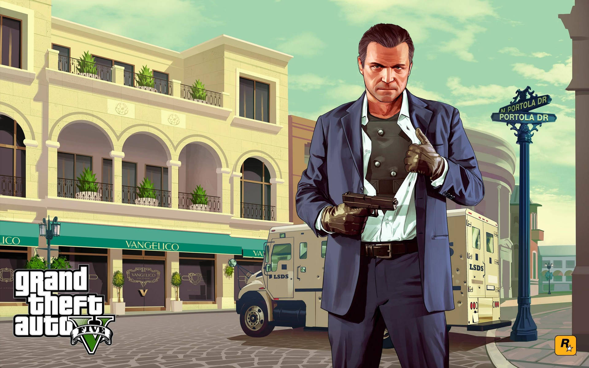 Grand Theft Auto V Michael Bulletproof Vest Action Tapet Wallpaper
