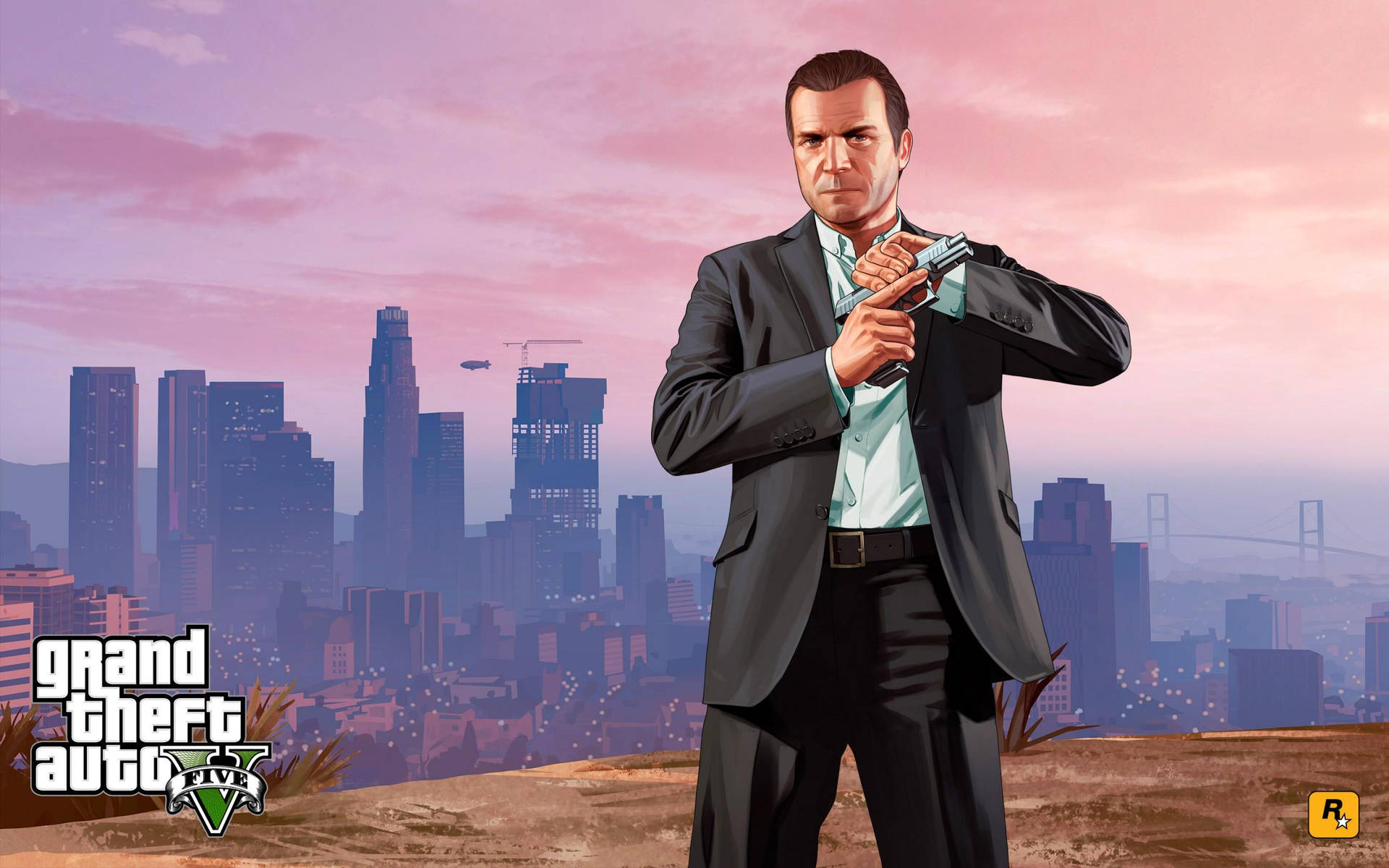 Grand Theft Auto V Michael Cocking Gun Wallpaper