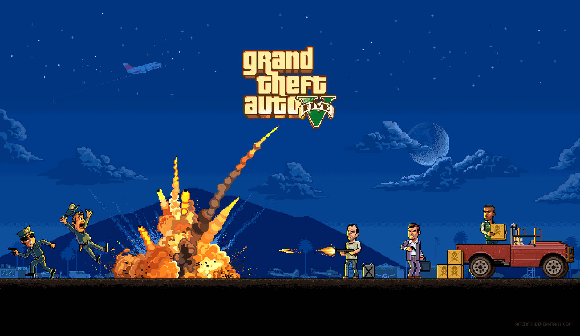 Grand Theft Auto V Pixel Art Wallpaper
