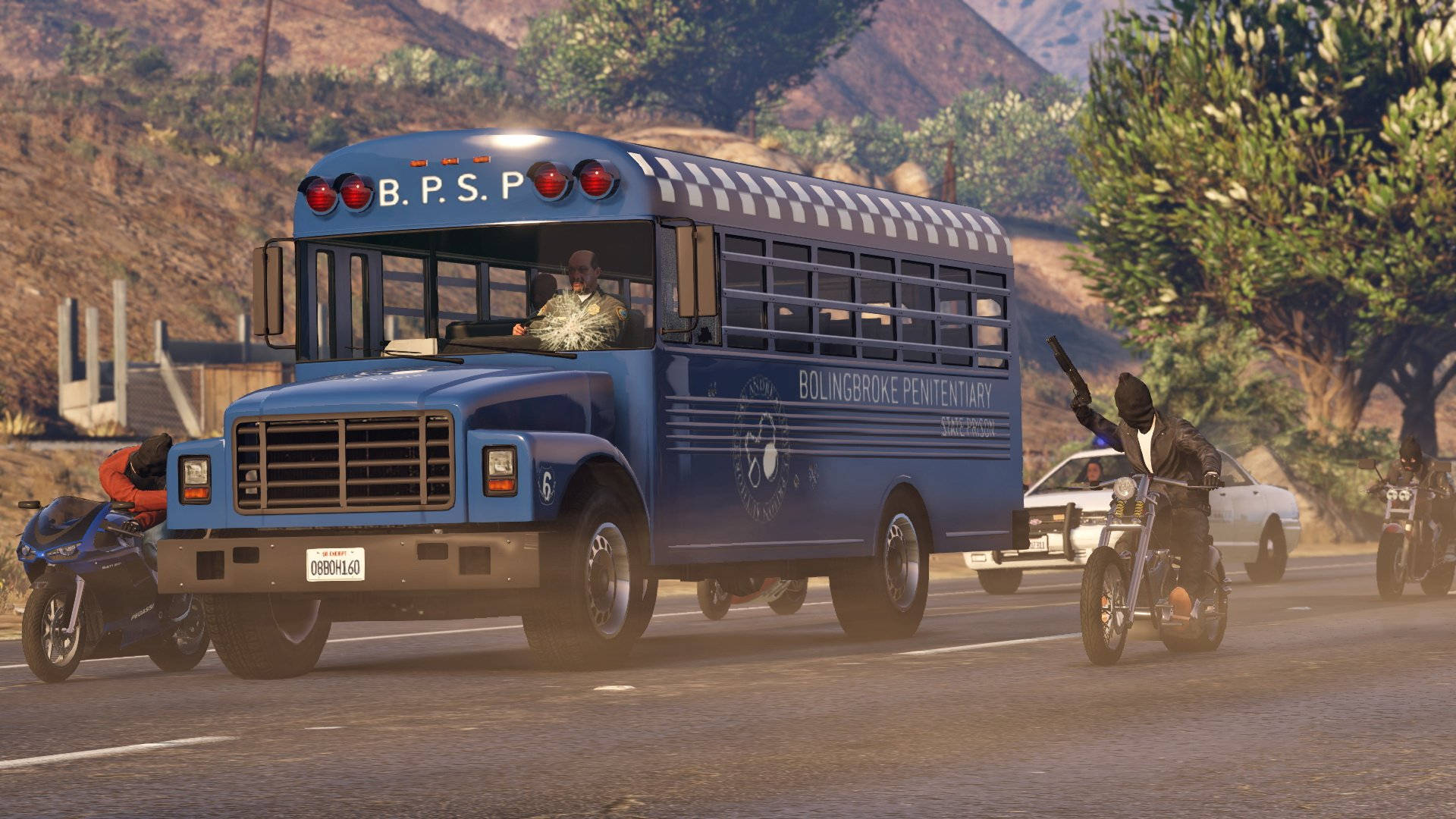 Grand Theft Auto V Prison Bus Ambush Wallpaper