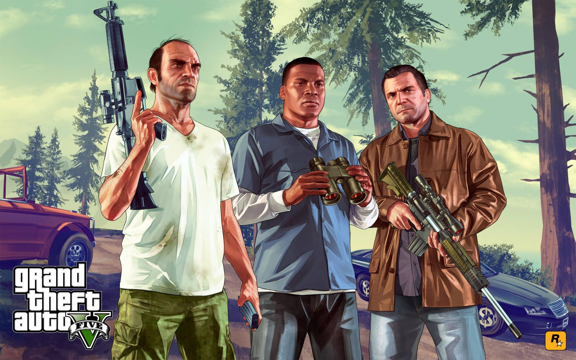 Grand Theft Auto V Problem i skov vægmaleeri Wallpaper