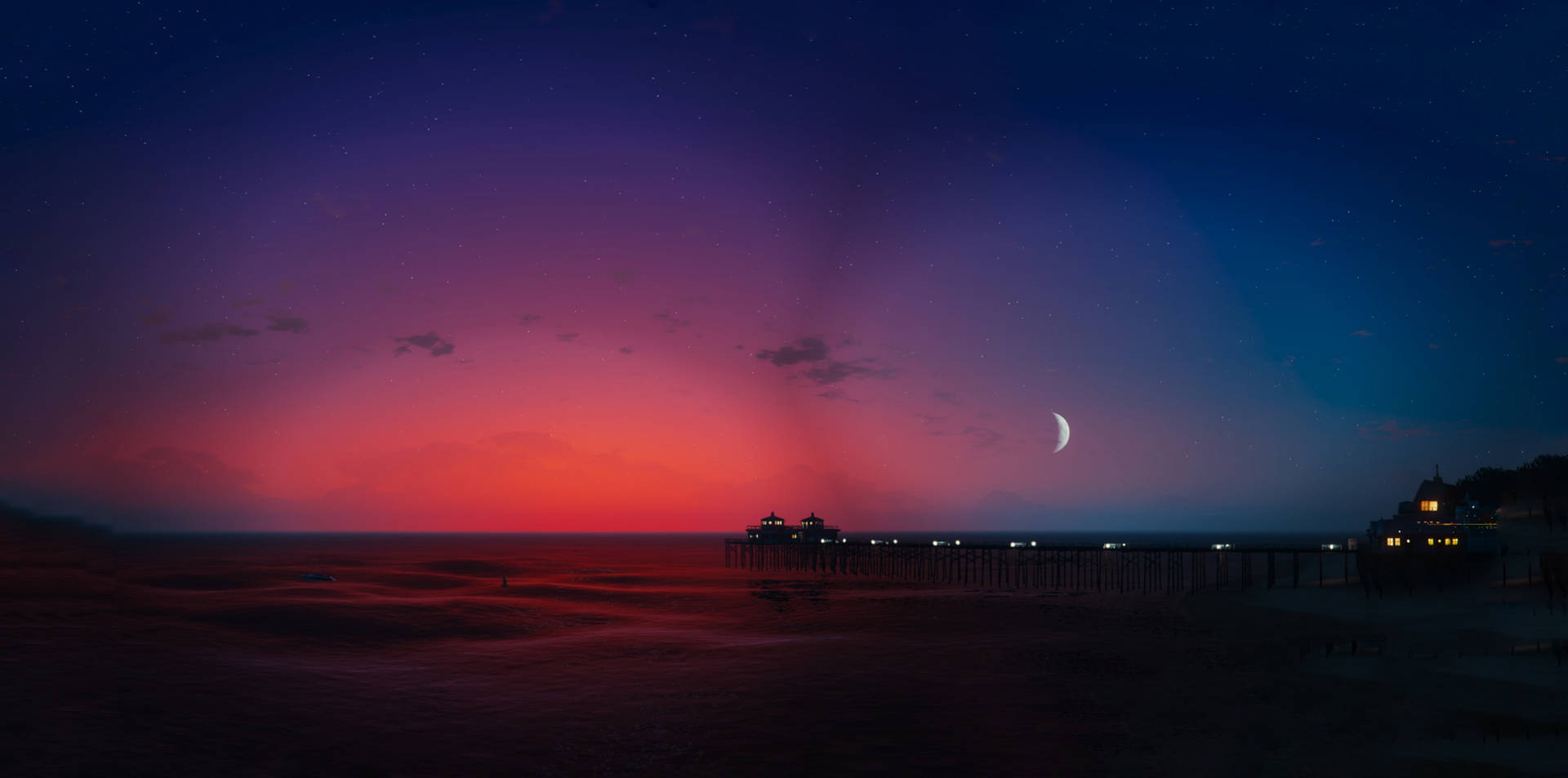 Grand Theft Auto V Vespucci Beach At Night Wallpaper