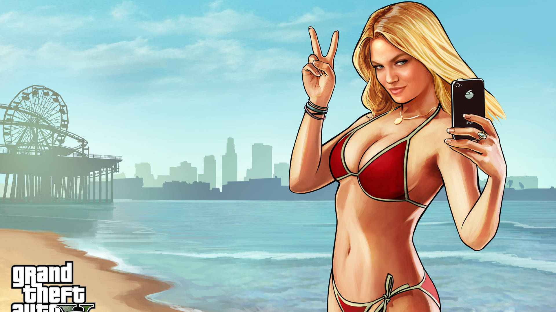 Grand Theft Auto Kvinde På Strand Wallpaper