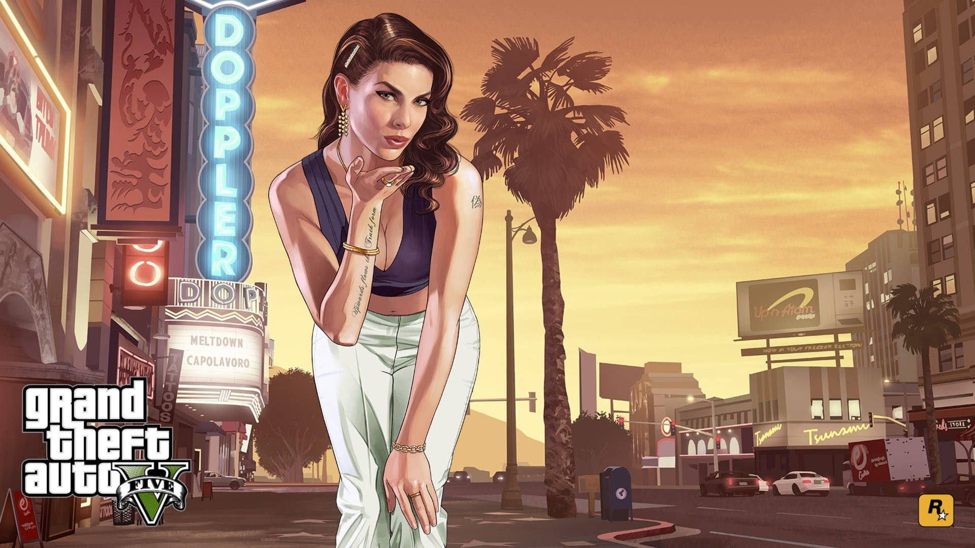 Store Grand Theft Auto Kvinde i Byen Wallpaper