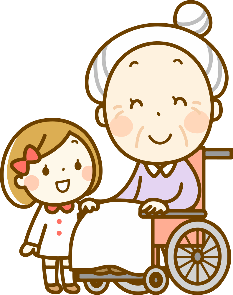 Grandchild With Grandmother Cartoon PNG