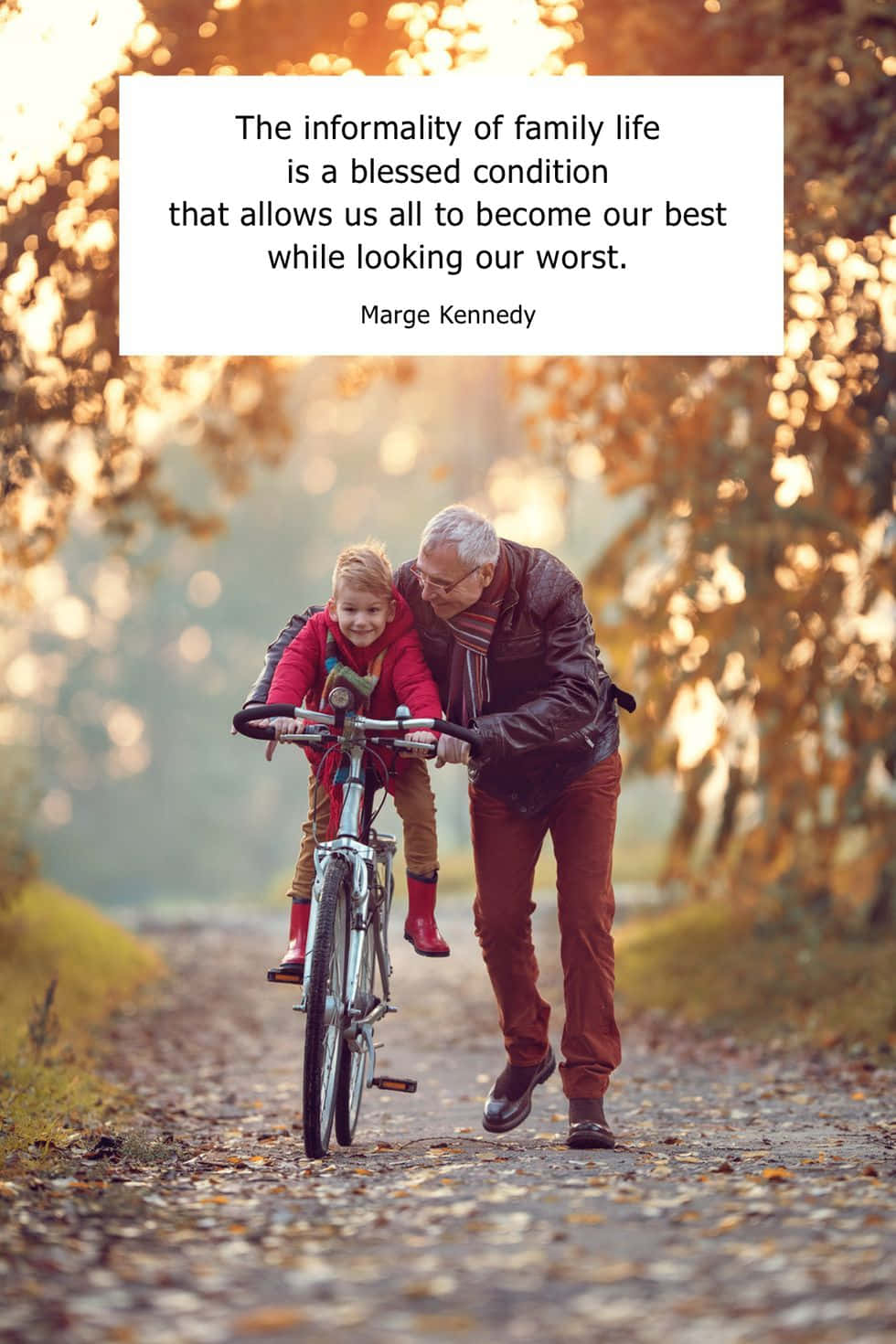 Grandfather Granddaughter Bicycle Lesson Wallpaper