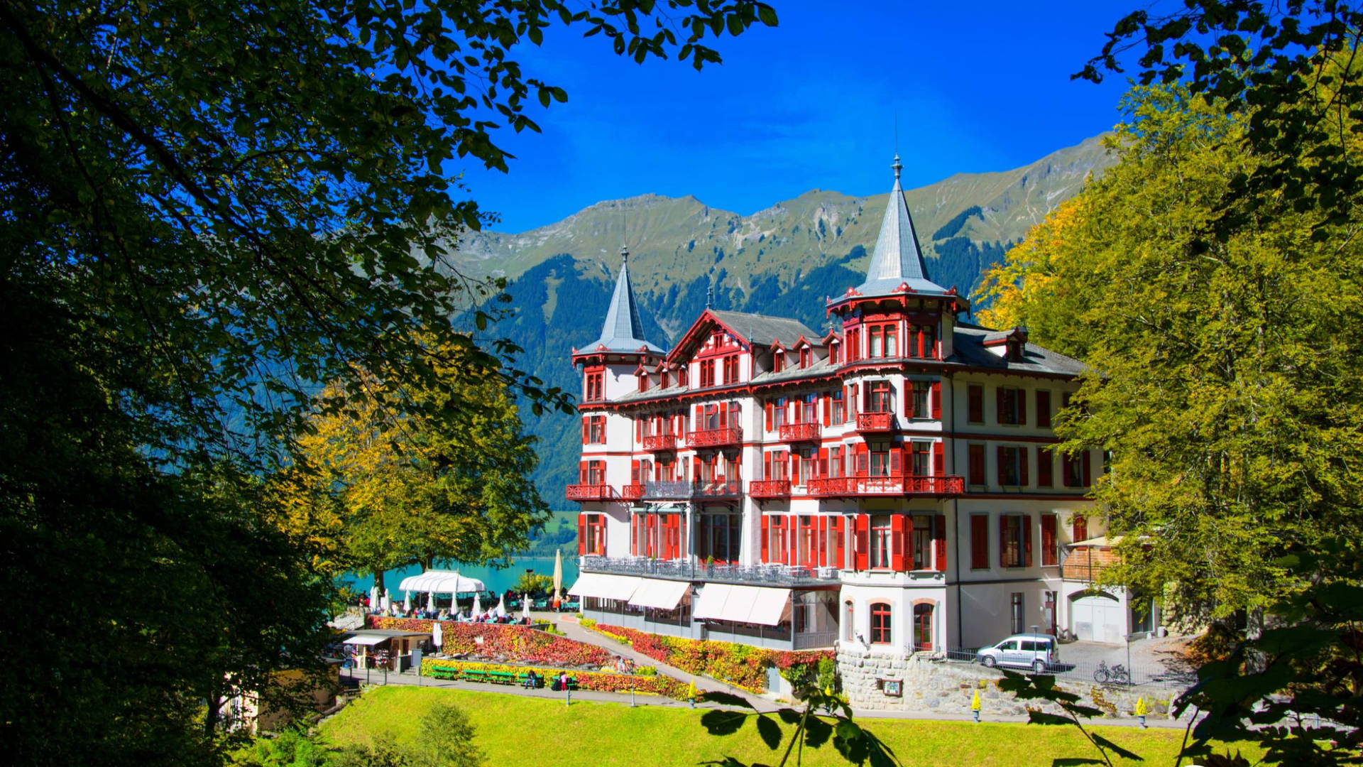 Hotelgrandhotel Giessbach Na Suíça Papel de Parede