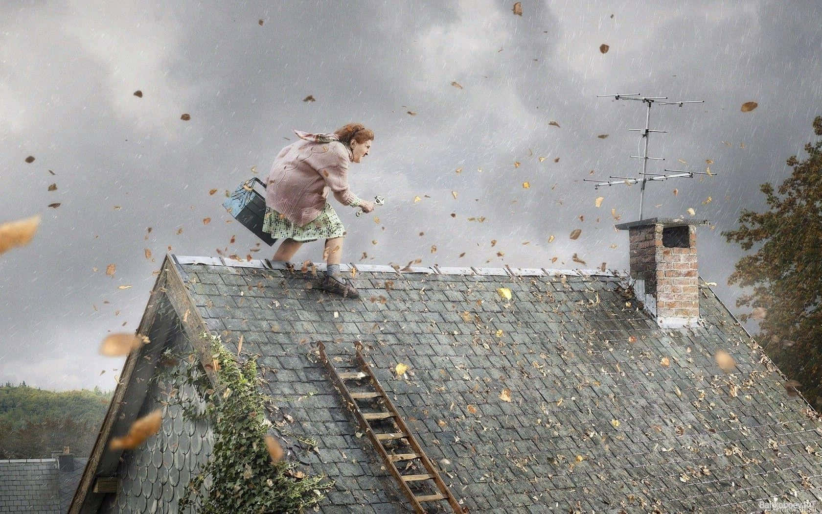 Grandma_ On_ Rooftop_ Adventure Wallpaper