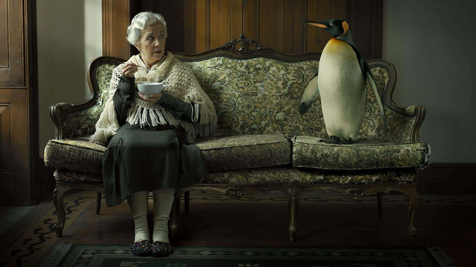 Grandmaand Penguin Tea Time Wallpaper