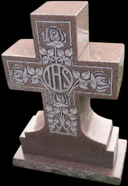Granite Crosswith Rosesand I H S Monogram PNG
