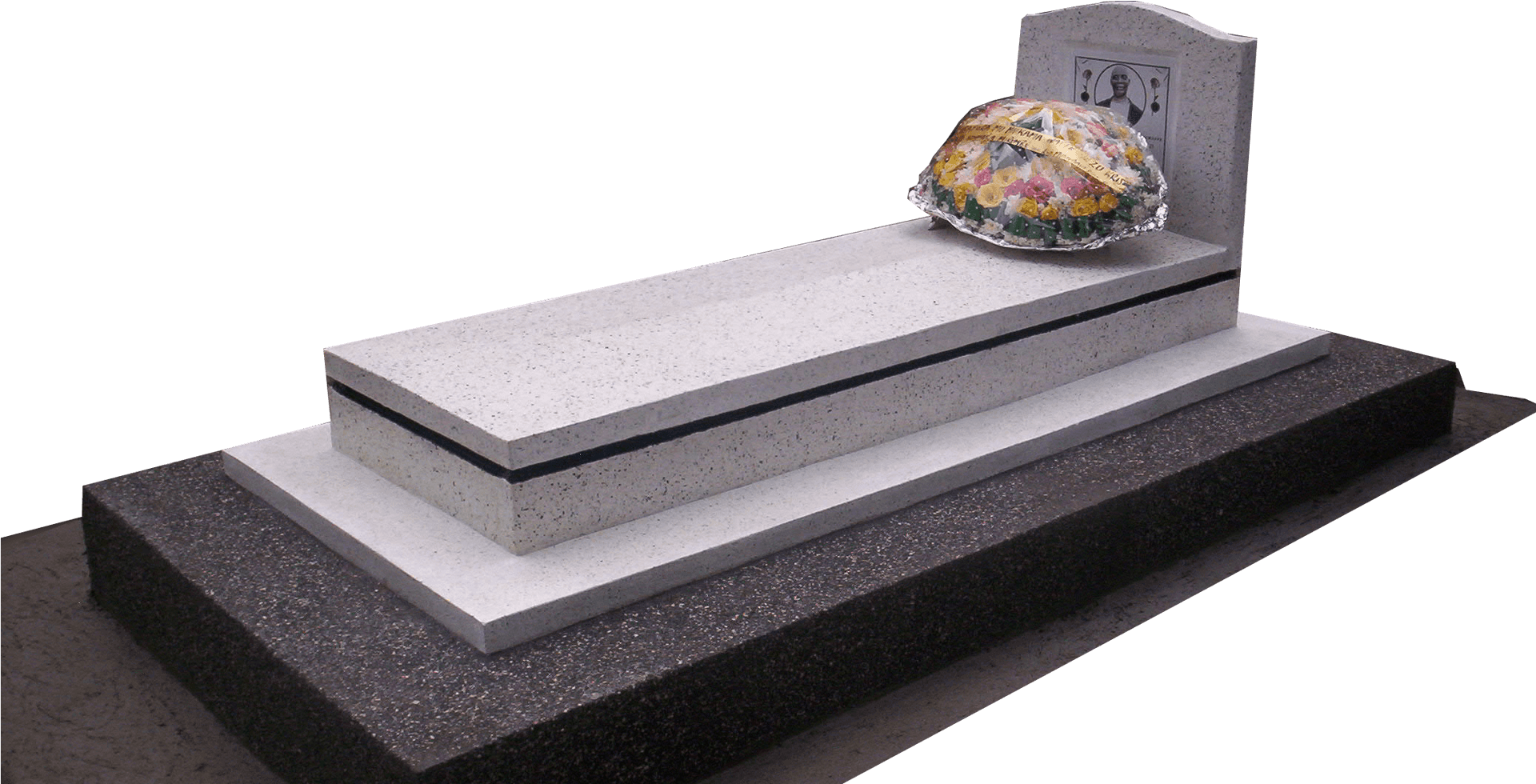 Granite Grave Monument Floral Tribute PNG