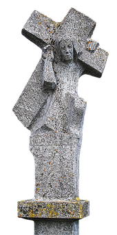 Granite Jesuson Cross Sculpture PNG