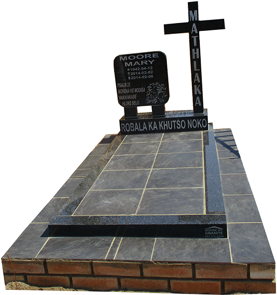 Granite Tombstonewith Crossand Plaque PNG