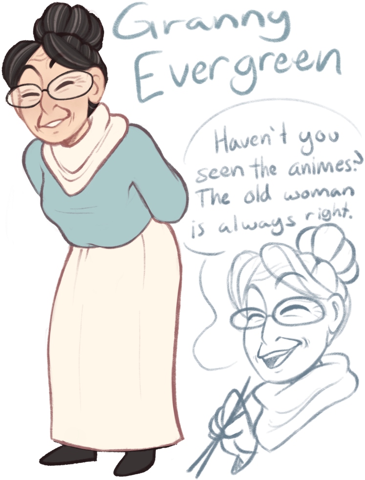 Granny Evergreen Cartoon PNG