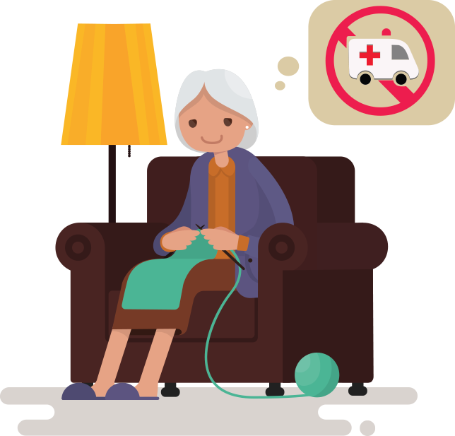 Granny Knitting Comfortably At Home PNG