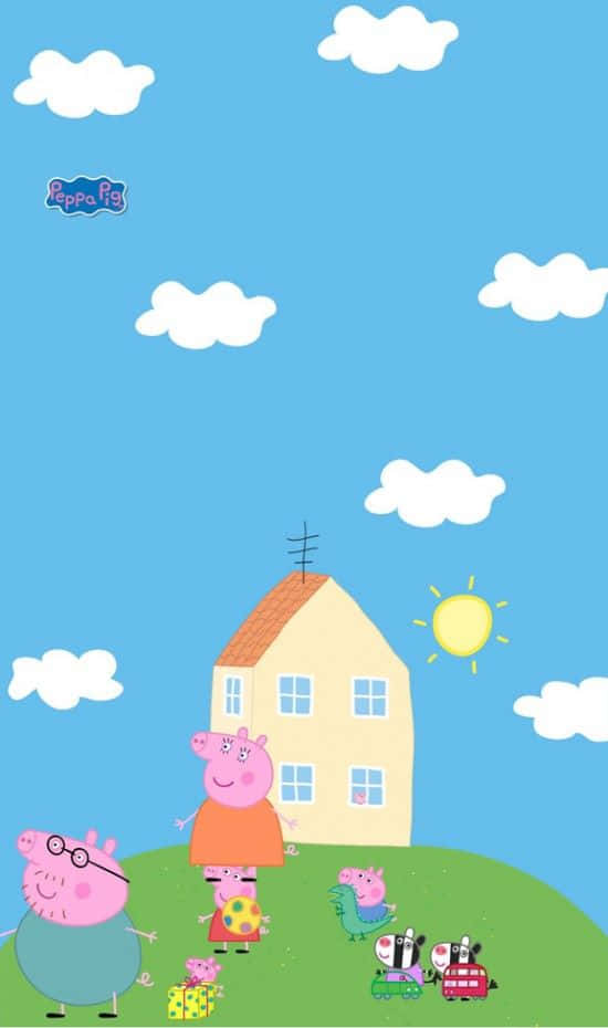 Granny Pig Spending Quality Time With Peppa Pig And George Wallpaper