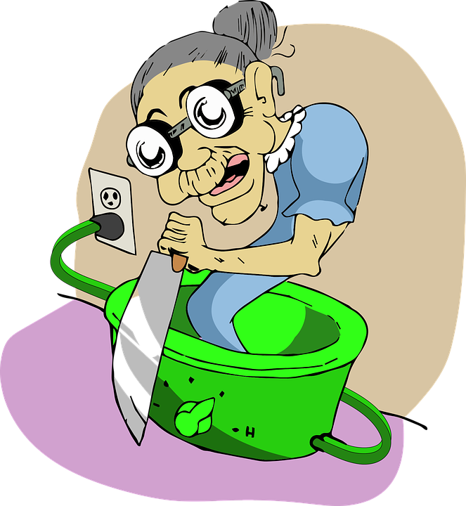 Granny Sharpening Knife Cartoon PNG