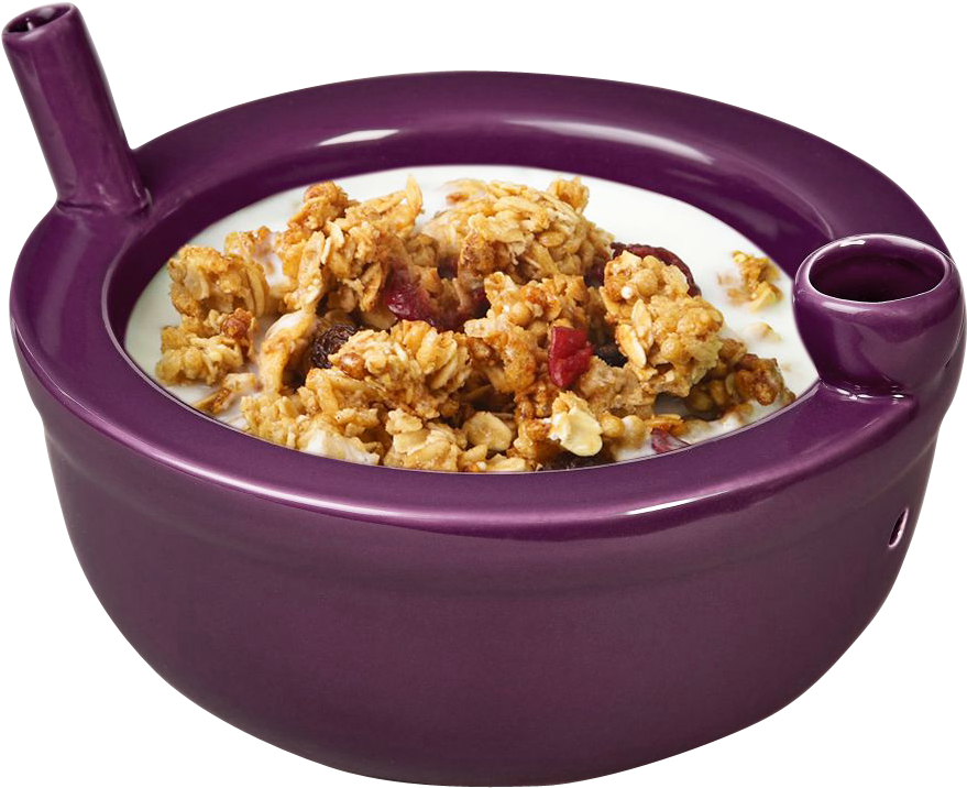 Granola Cerealin Purple Bowl With Milk Spout PNG