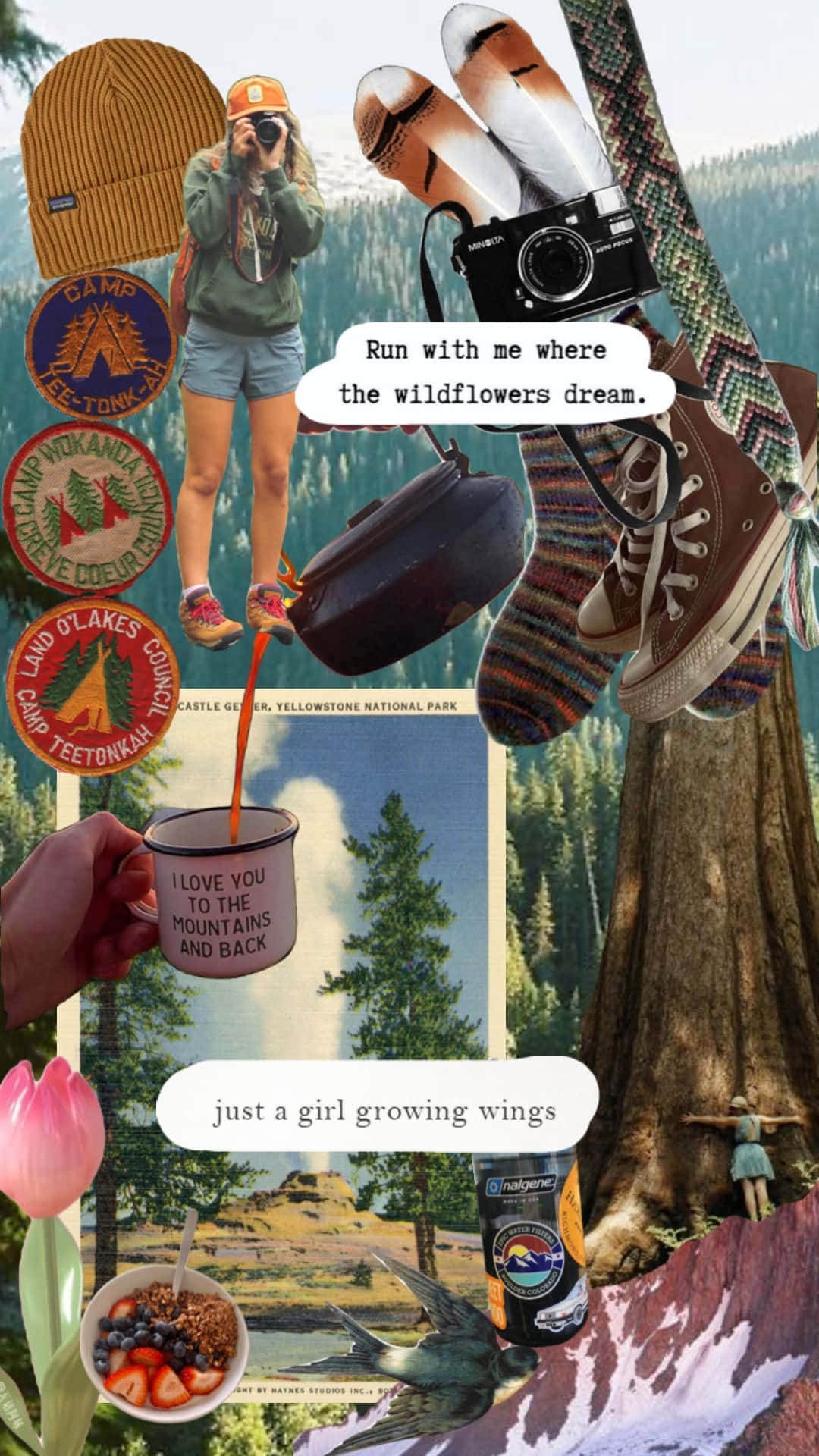 Granola Girl Collage_ Aesthetic Adventure Wallpaper