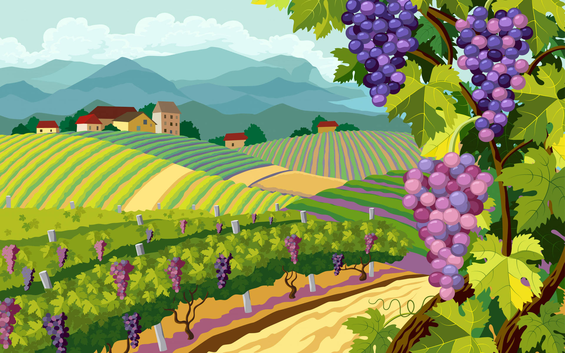 Grape Farm Art Wallpaper