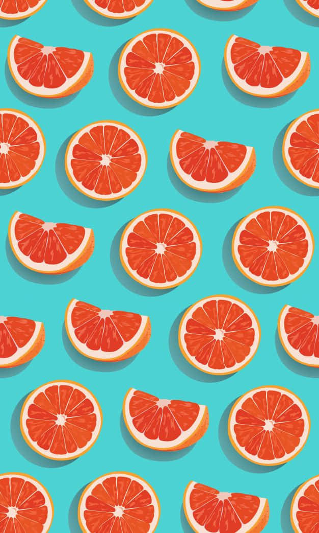 Grapefruit Patternon Teal Background Wallpaper