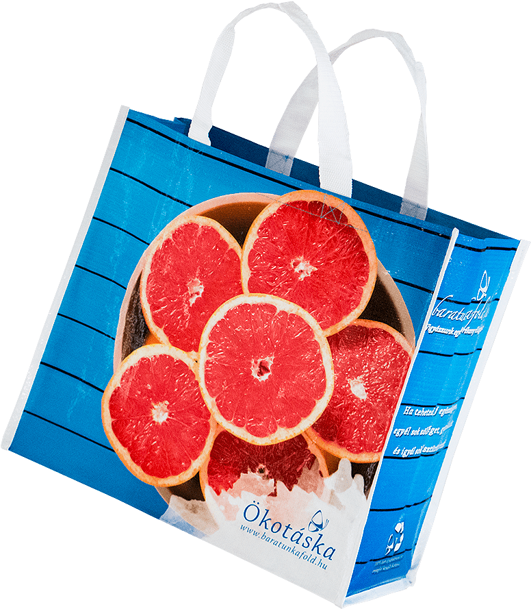 Grapefruit Printed Tote Bagon Blue Background PNG
