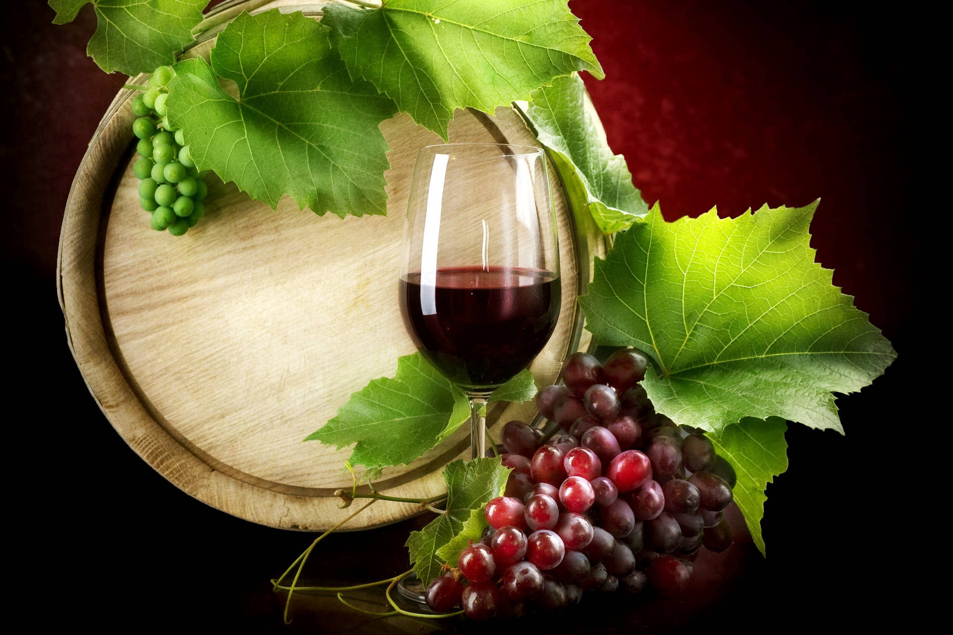 Grapes And Red Wine Wallpaper