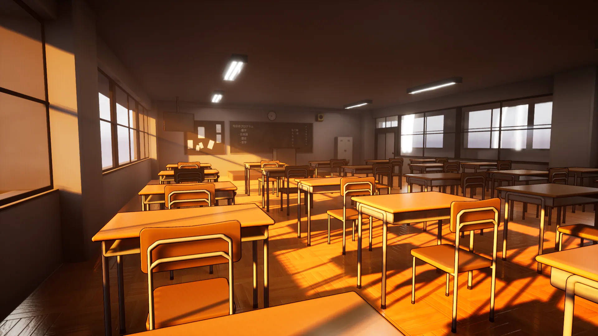 Graphic Art Classroom Bathed In Sunlight Background