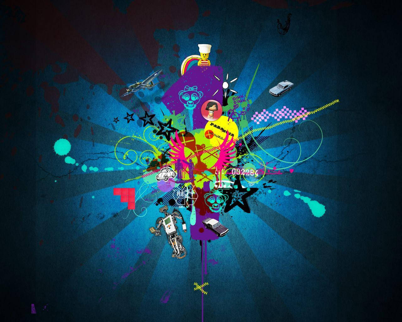 Graphic Design Colorful Grunge Collage Wallpaper