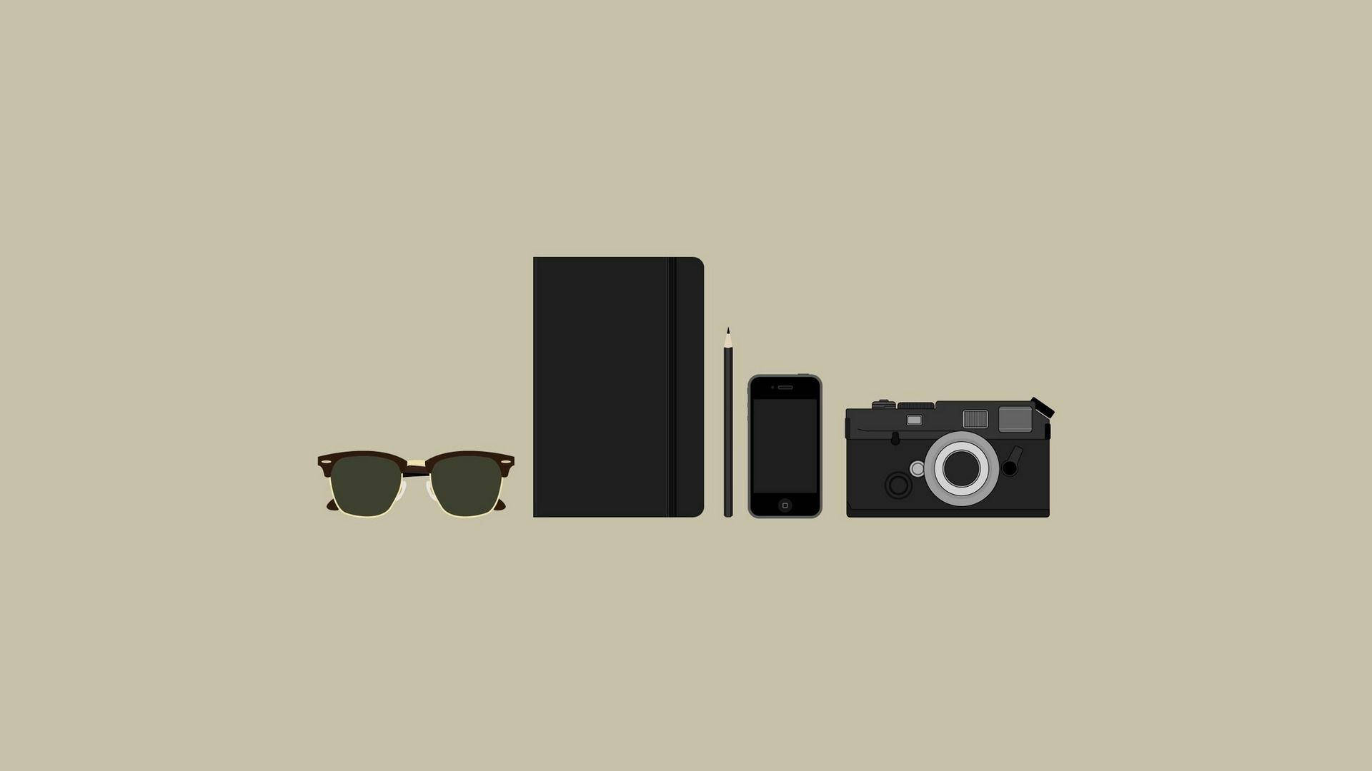 Graphic Design Gadgets And Sunglasses Wallpaper