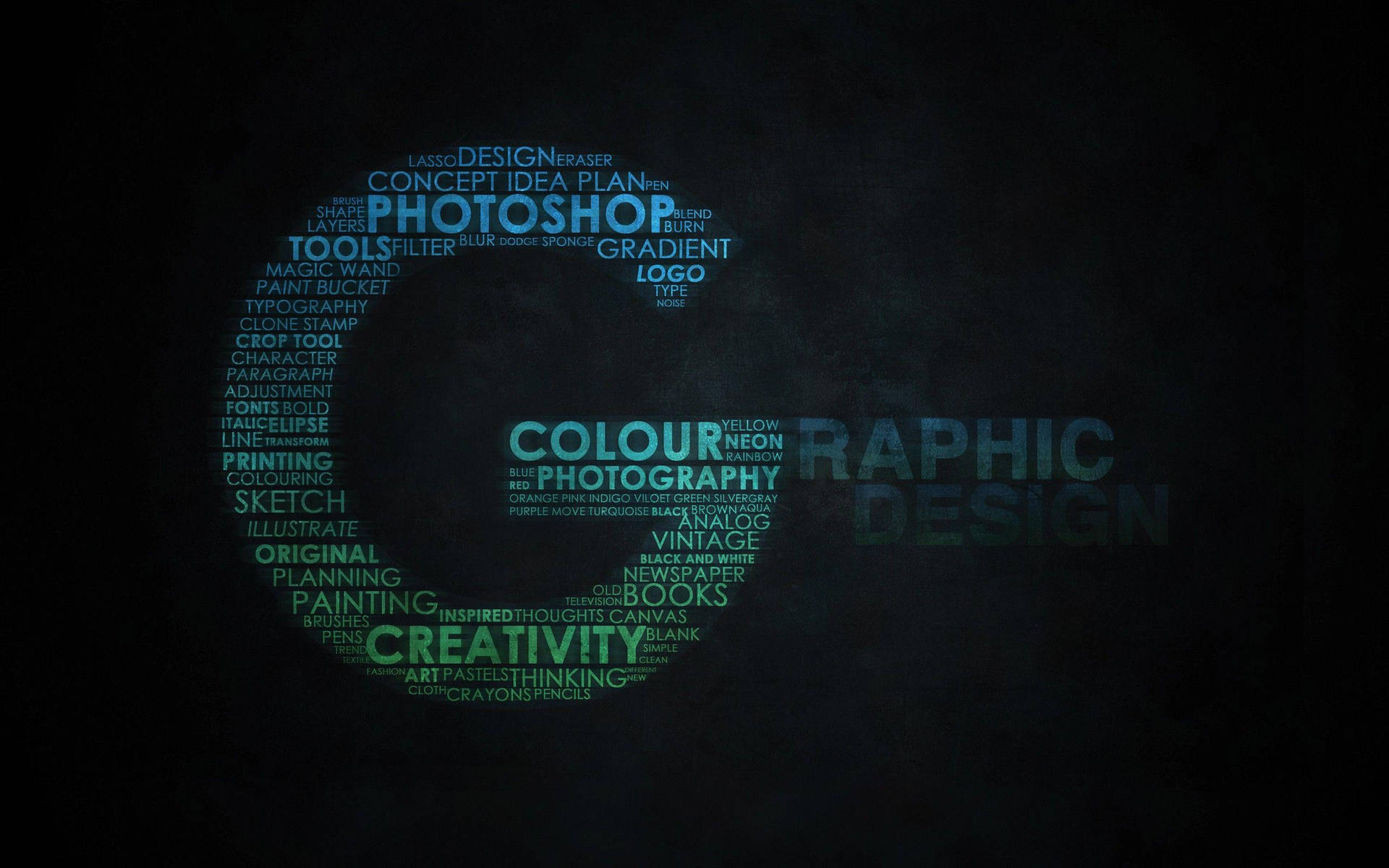 Graphic Design Monogram Words Forming Letter Wallpaper