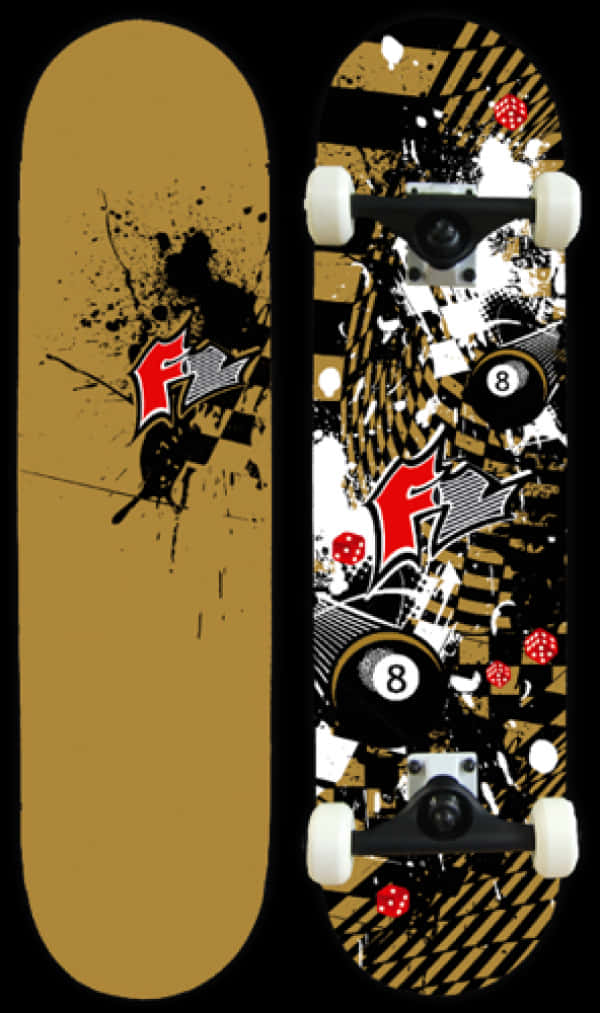 Graphic Design Skateboard Deck PNG