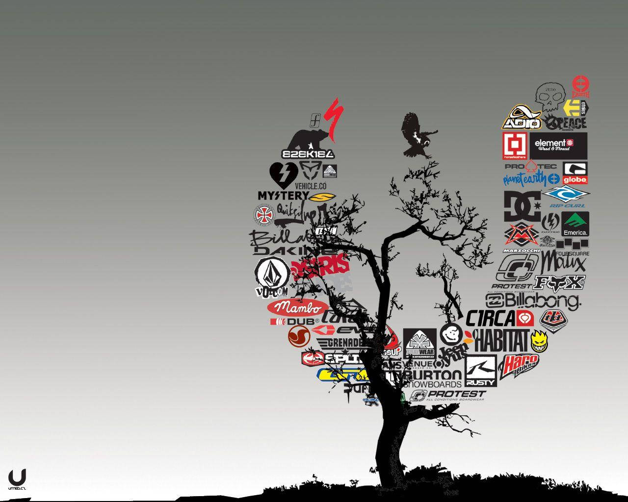 Graphic Design Tree With Brand Logos Wallpaper