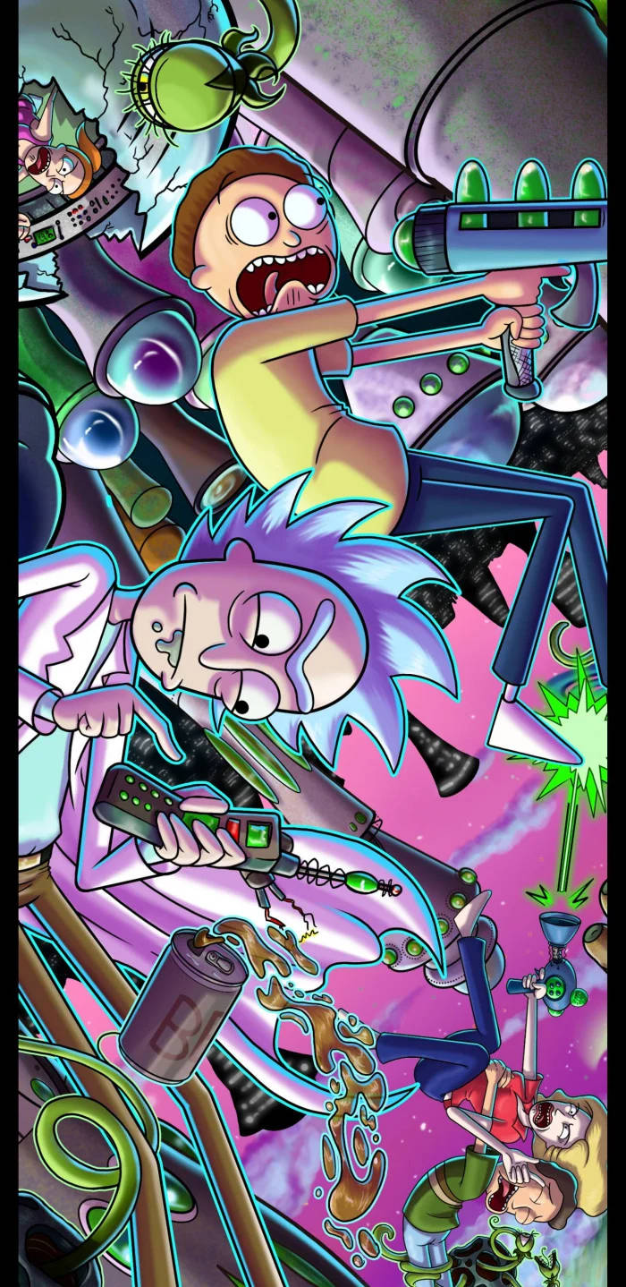 Graphic Illustration Rick And Morty Tablet Background