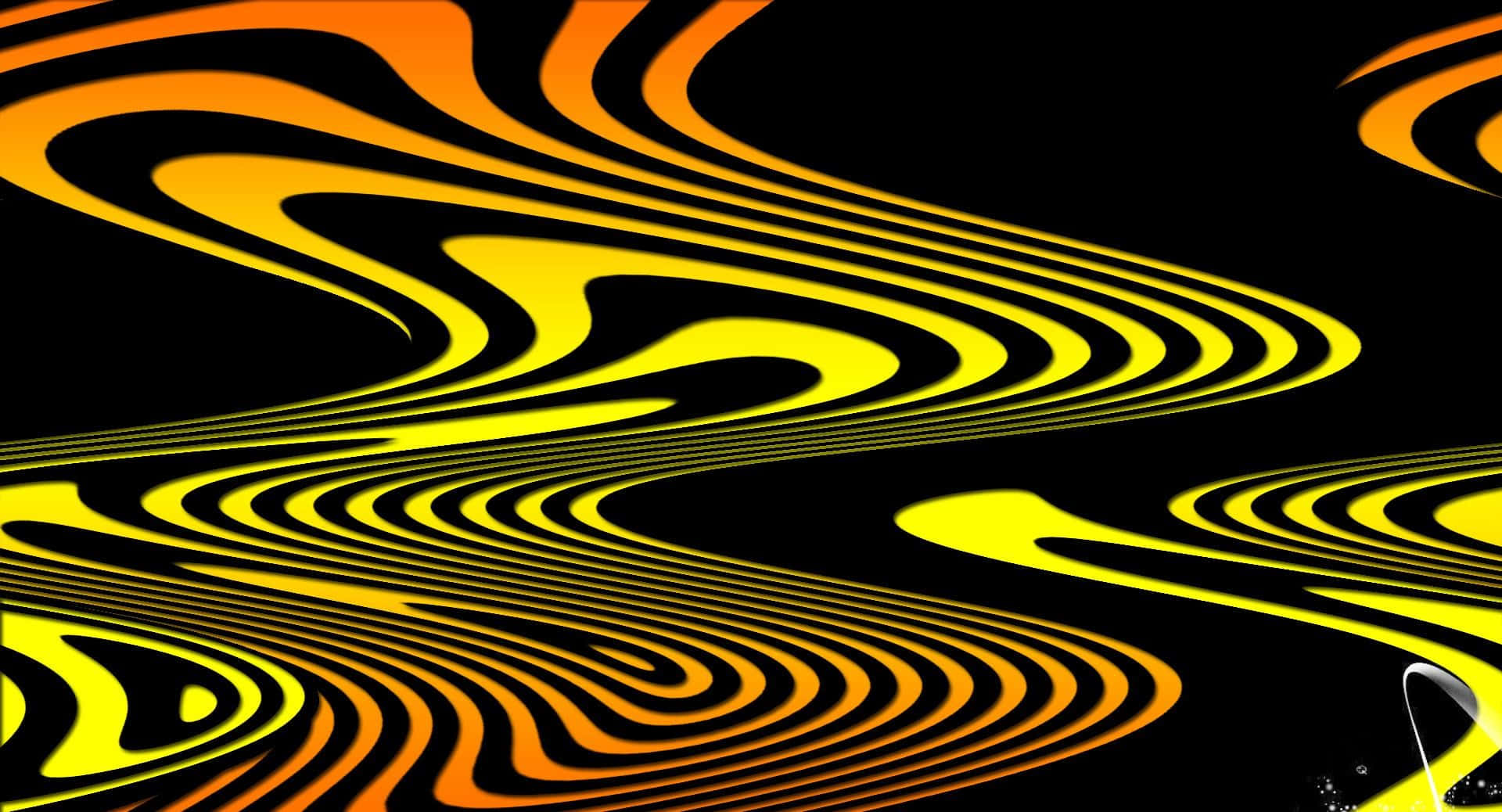 A Yellow And Orange Abstract Pattern On Black